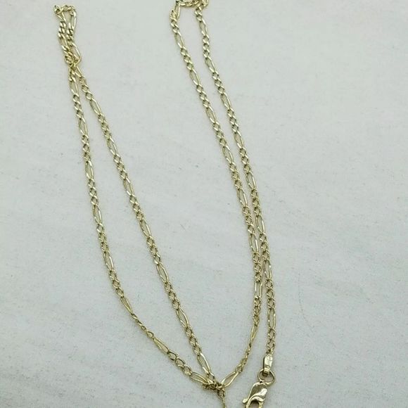 Solid 14K Gold Figaro Chain Real Gold Necklace 18”